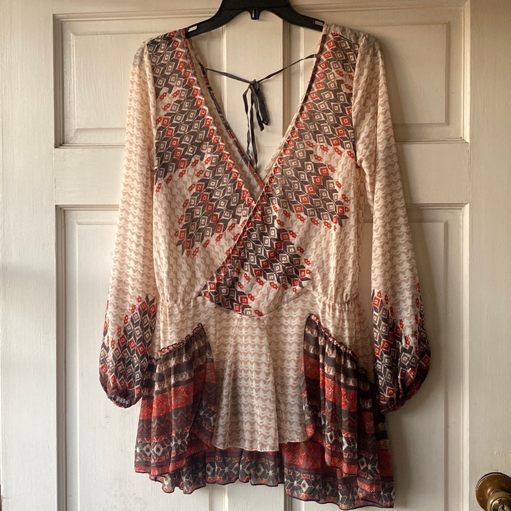 Free People Long Sleeve V Neck Blouse Size XS